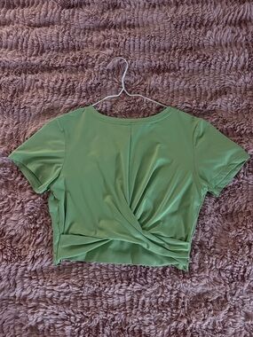 Sage Green Twist-Front Crop Top